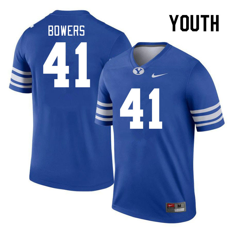 Youth #41 Jackson Bowers BYU Cougars College Football Jerseys Stitched Sale-Royal - Click Image to Close
